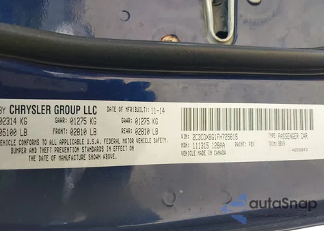 2015 Dodge Charger Se z USA, uszkodzony, nr VIN 2C3CDXBG1FH725815